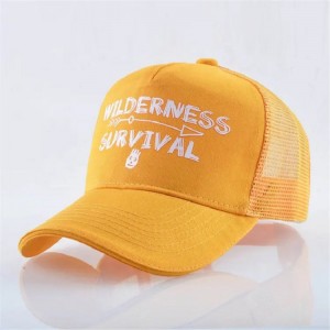 カスタムプリントイエローコットンスエード刺繍構造6パネルメッシュキャップ野球キャップトラック運転手の帽子